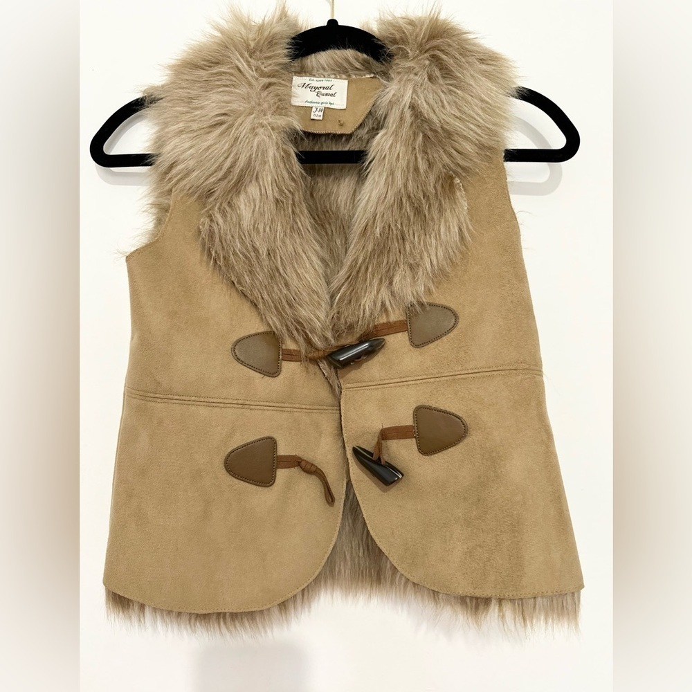 Mayoral vest size 14 girl winter fall toggle buttons faux fur boho western warm